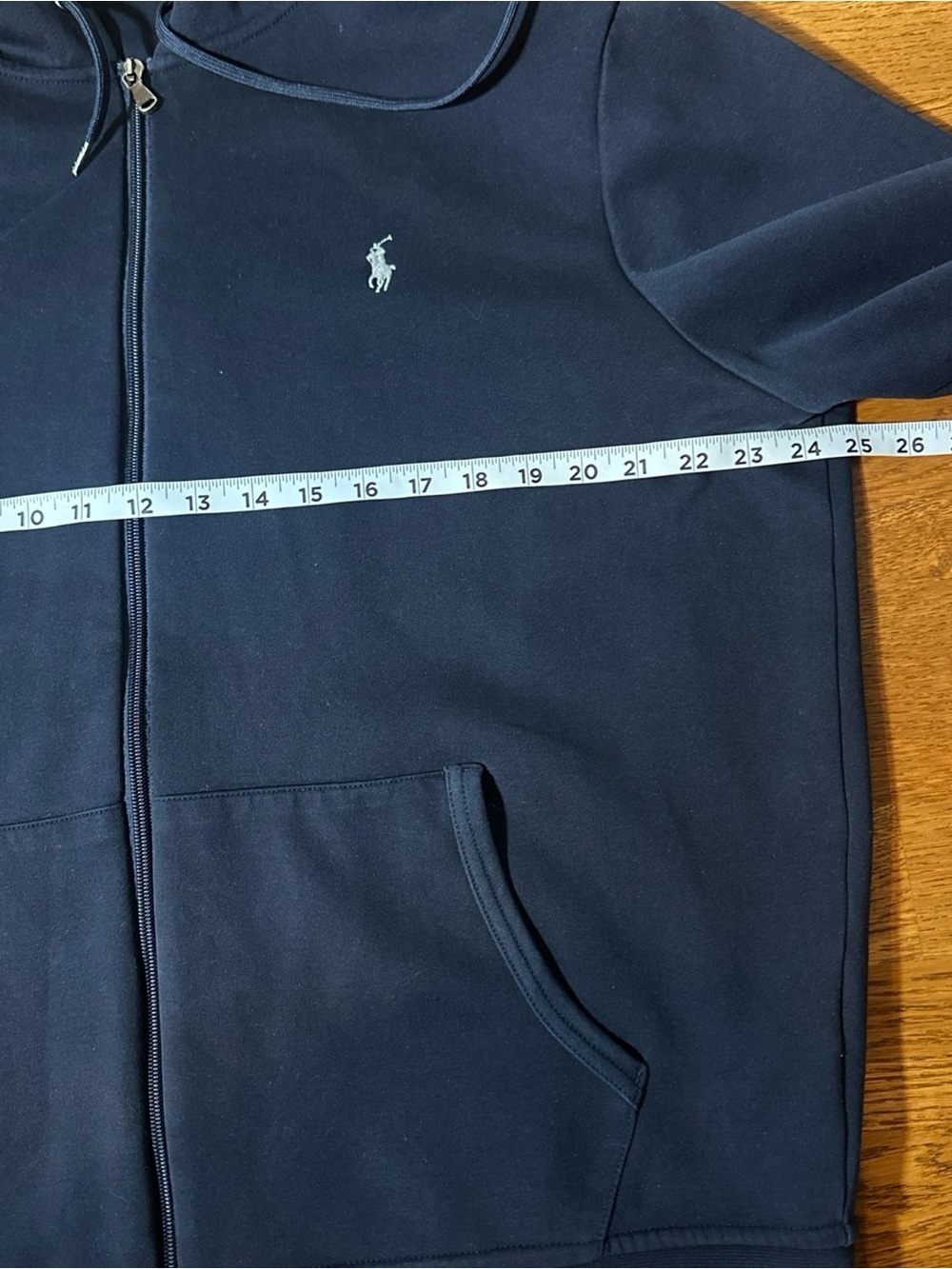 Polo Ralph Lauren Navy Zip Up Hoodie XL Classic Grey Pony Navy Blue Performance - Picture 6 of 6
